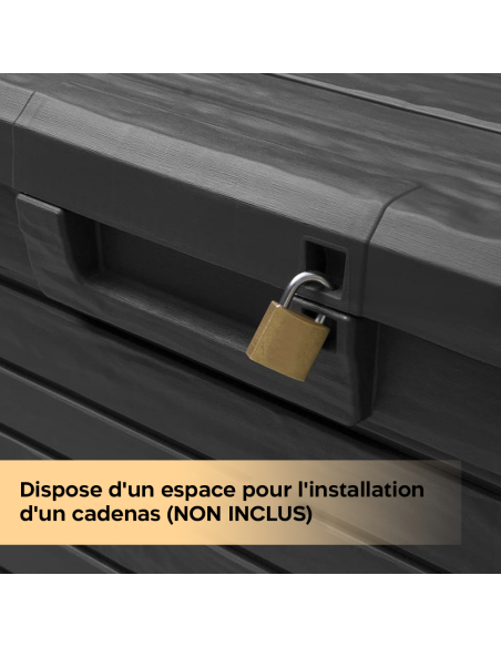 Coffre conteneur Rangement 160 LT en Résine Effet Bois pour Jardin 50.5x46.5x73