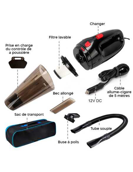 Aspirateur voiture portable voitures camion bateaux avec prise allume-cigare 12V