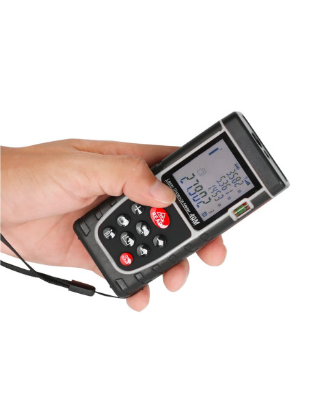 Mesureur de distance laser 40 m avec écran LCD à piles de niveau IP54