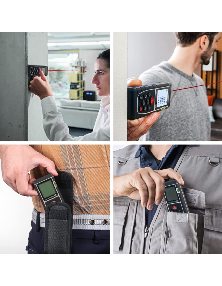 Mesureur de distance laser 40 m avec écran LCD à piles de niveau IP54