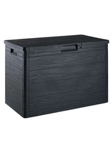 Coffre de rangement de 160 L en résine effet bois pour jardin 53x77.5x44.5