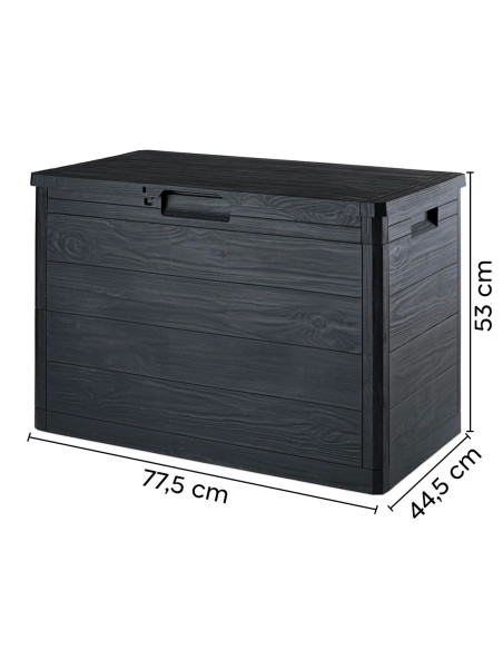 Coffre de rangement de 160 L en résine effet bois pour jardin 53x77.5x44.5