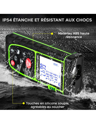 Mesureur de distance laser 40 m avec écran LCD...