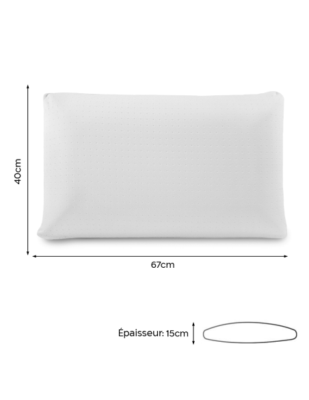 Oreiller mousse à mémoire forme pour lit orthopédique 15cm d'épaisseur cervicale
