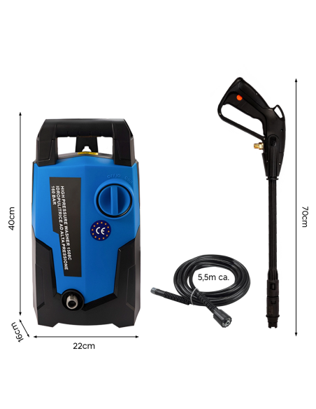 Nettoyeur haute pression électrique 160 bars haute pression 1600W moteur 360 lt