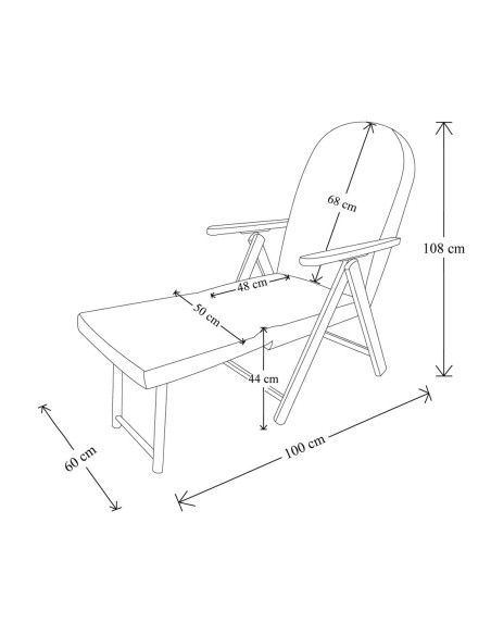 ArtLegno Amalfi fauteuil inclinable en hêtre extensible 108x65x60cm