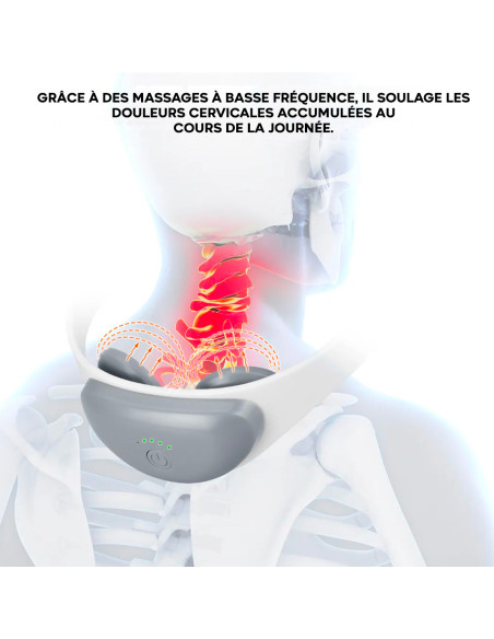 Masseur chauffe-cou rechargeable USB, température réglable pour cervicales