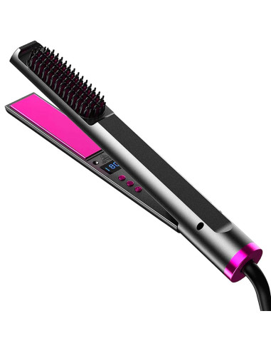 Lisseur à cheveux céramique avec brosse lissante 3en1 Écran LCD Température 230°