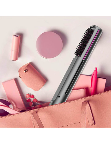 Lisseur à cheveux céramique avec brosse...