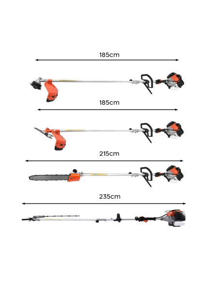 Taille-haie Coupe-branches/bordures débroussailleuse 52cc KRAFTROYAL 4en1 jardin