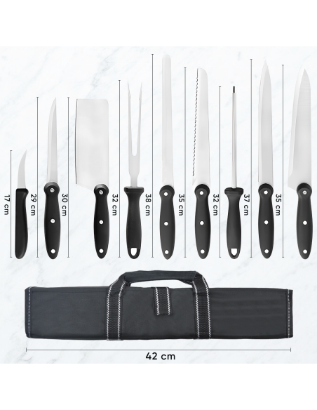 Set 9 Couteaux de Cuisine avec Étui Professionnel en Acier Inoxydable Polyvalent