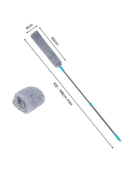 Plumeau télescopique extensible chiffon microfibre pour la poussière et les sols