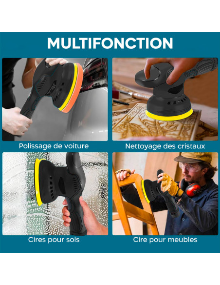 Polisseuse électrique avec batterie 24V pour voitures et sols, 8 vitesses