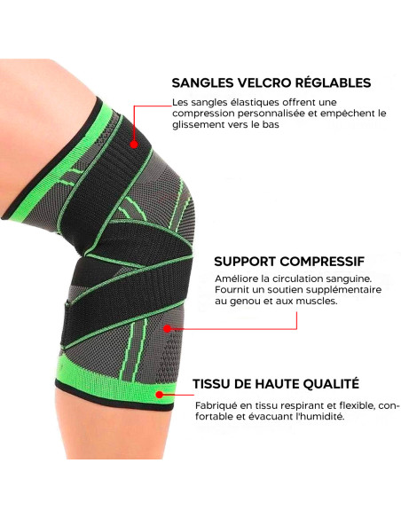 Genouillère Sportive Soutien de Genou Bande Élastique de Compression