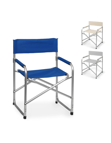 Chaise pliante Textilene aluminium et tissu ONSHORE 55x57x82cm