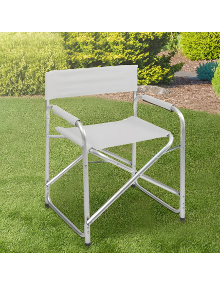 Chaise pliante Textilene aluminium et tissu ONSHORE 55x57x82cm