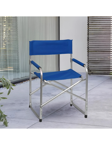 Chaise pliante Textilene aluminium et tissu ONSHORE 55x57x82cm