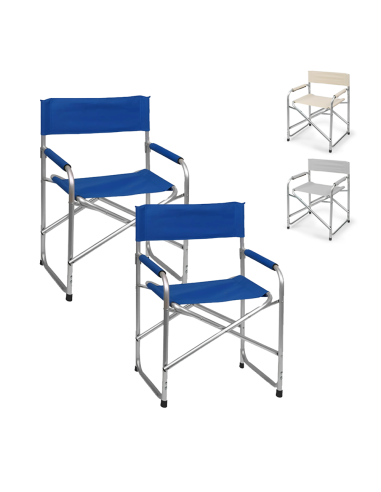 2 chaises réalisateur pliantes aluminium et textilène pour le camping 82x57x55