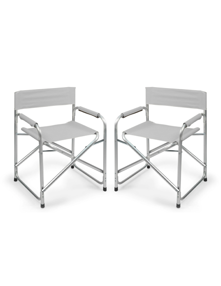 2 chaises réalisateur pliantes aluminium et textilène pour le camping 82x57x55