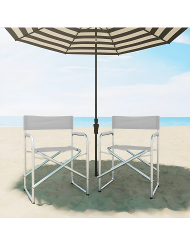 2 chaises réalisateur pliantes aluminium et...