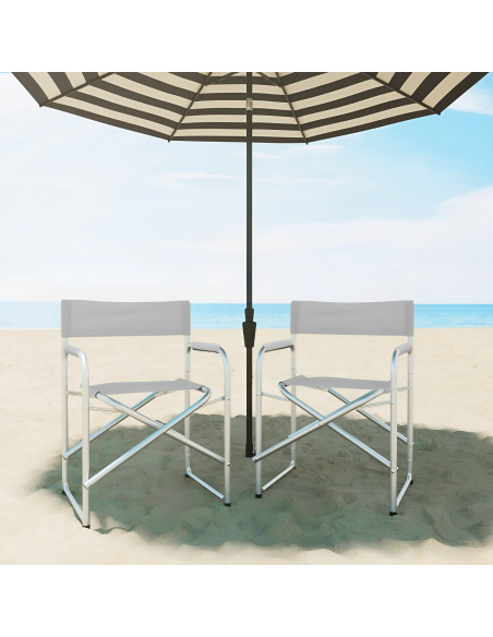 2 chaises réalisateur pliantes aluminium et textilène pour le camping 82x57x55