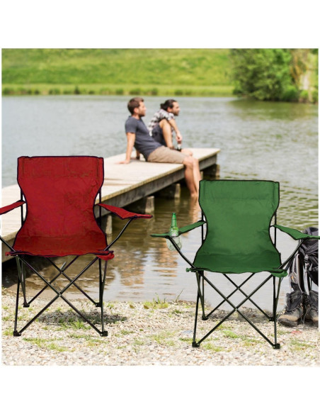 2971 Chaise pliante camping et jardin MIAMI avec pose-verre et canettes