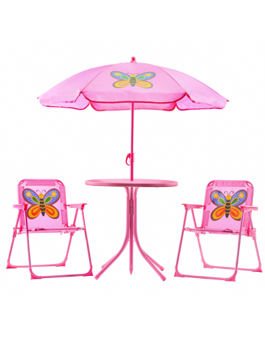 Ensemble jardin pour filles 4 pz Table et chaises parasol rose ajustable 3-6 ans