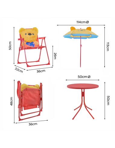 Set jardin pour enfants 4 pièces Table Chaises...