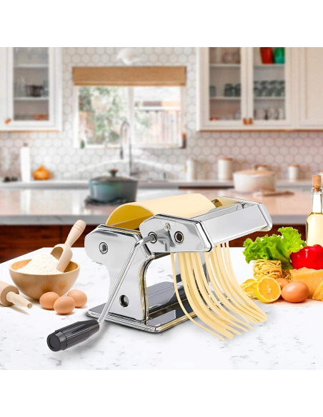 Machine à pâtes fraîches manuelle acier avec 7 réglages pour lasagnes fettuccine