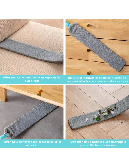 Plumeau télescopique extensible chiffon microfibre pour la poussière et les sols