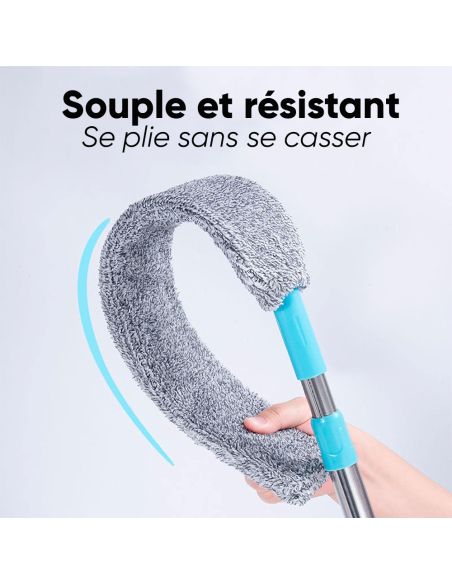 Plumeau télescopique extensible chiffon microfibre pour la poussière et les sols
