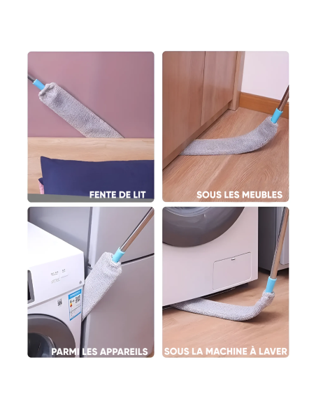 Plumeau télescopique extensible chiffon microfibre pour la poussière et les sols