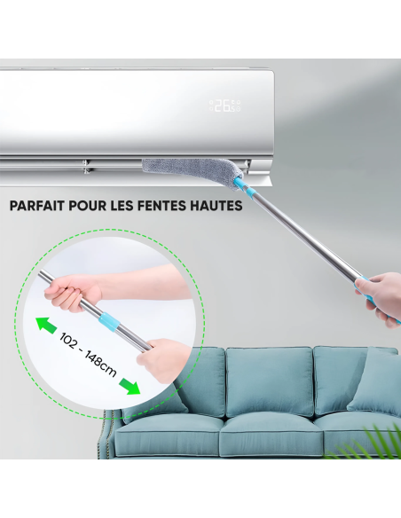 Plumeau télescopique extensible chiffon microfibre pour la poussière et les sols