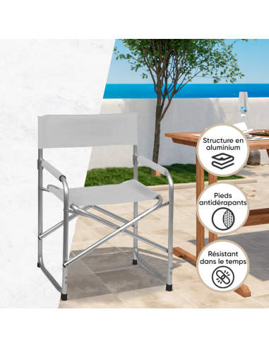 2 chaises réalisateur pliantes aluminium et...