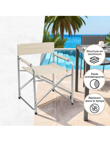 2 chaises réalisateur pliantes aluminium et...