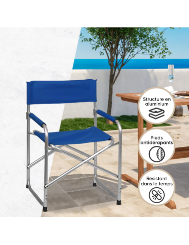 2 chaises réalisateur pliantes aluminium et...