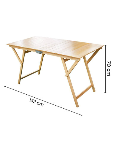 Table pliante 132 x 70 cm en bois naturel...