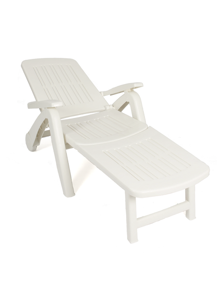 Transat Cancun avec roues pliantes en polyrotin 72x190x60cm