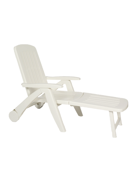 Transat Cancun avec roues pliantes en polyrotin 72x190x60cm