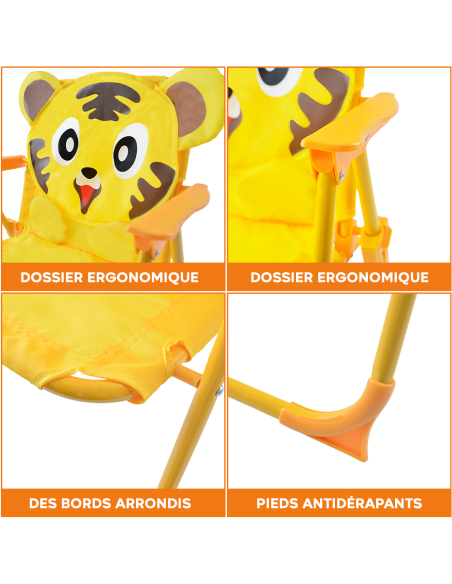 Ensemble jardin enfants 4 pièces Table Chaises et Parasol Jaune Réglable 3-6 ans