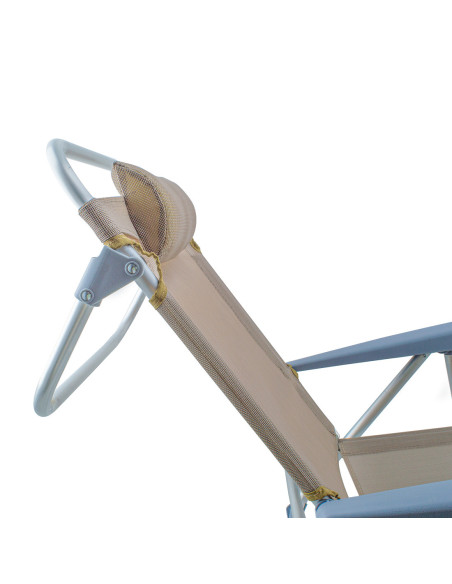 Chaise de plage Spiaggina en Textilène avec coussin inclinable en aluminium