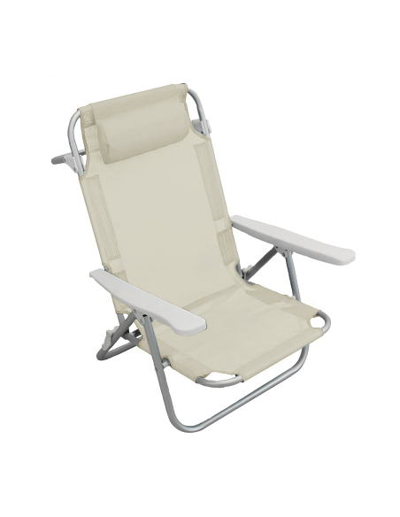Chaise de plage Spiaggina en Textilène avec coussin inclinable en aluminium