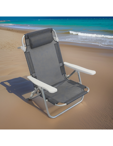 Chaise de plage Spiaggina en Textilène avec coussin inclinable en aluminium