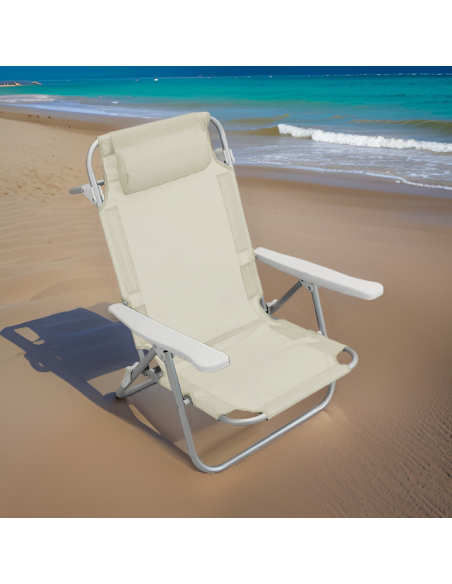 Chaise de plage Spiaggina en Textilène avec coussin inclinable en aluminium