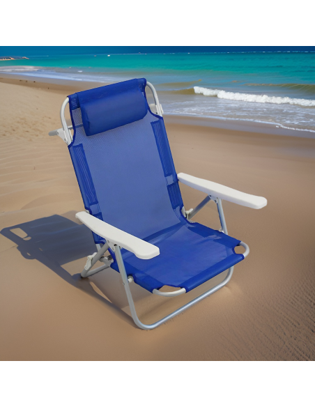Chaise de plage Spiaggina en Textilène avec coussin inclinable en aluminium