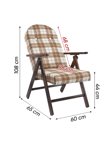 AMALFI Fauteuil en Bois MASLEGNO Fauteuil inclinable Coussin Rembourré 108x65x60