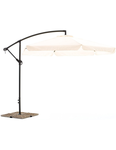 Parasol de Jardín avec Bras Décentré et Manivelle Toile Brute Ronde 3x2m