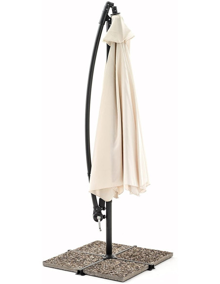 Parasol de Jardín avec Bras Décentré et Manivelle Toile Brute Ronde 3x2m