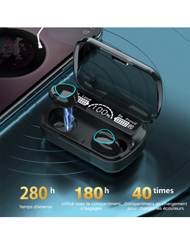 Écouteurs tactiles sans fil Bluetooth 5.3...