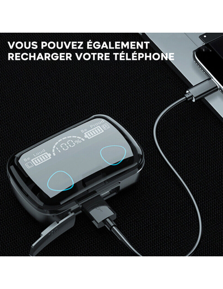 Écouteurs tactiles sans fil Bluetooth 5.3 Microphone affichage LED, sans fil